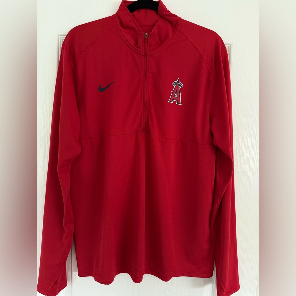 Red Nike Dri-Fit Angels Baseball Half Zip Size L